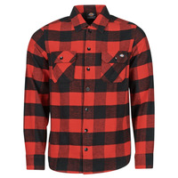 Kleidung Herren Langärmelige Hemden Dickies NEW SACRAMENTO SHIRT RED Rot / Schwarz
