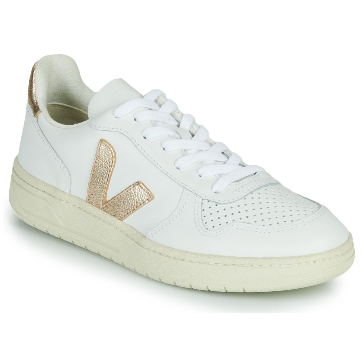 Schuhe Damen Sneaker Low Veja V-10 Weiss / Gold