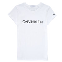 Kleidung Mädchen T-Shirts Calvin Klein Jeans INSTITUTIONAL T-SHIRT Weiss
