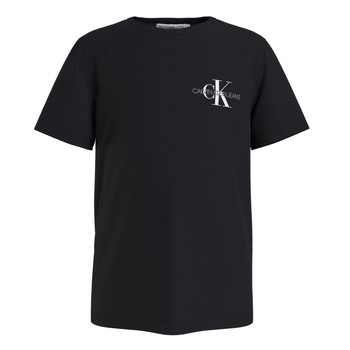 Kleidung Jungen T-Shirts Calvin Klein Jeans CHEST MONOGRAM TOP Schwarz