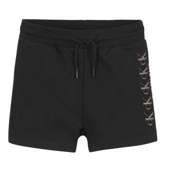 Kleidung Mädchen Shorts / Bermudas Calvin Klein Jeans CK REPEAT FOIL KNIT SHORTS Schwarz
