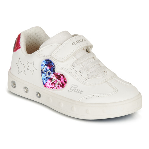 Geox SKYLIN GIRL Weiss / Schwarz / Rose - Schuhe Sneaker Low Kind 6499 