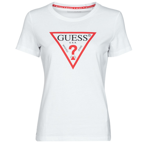 Kleidung Damen T-Shirts Guess SS CN ORIGINAL TEE Weiss