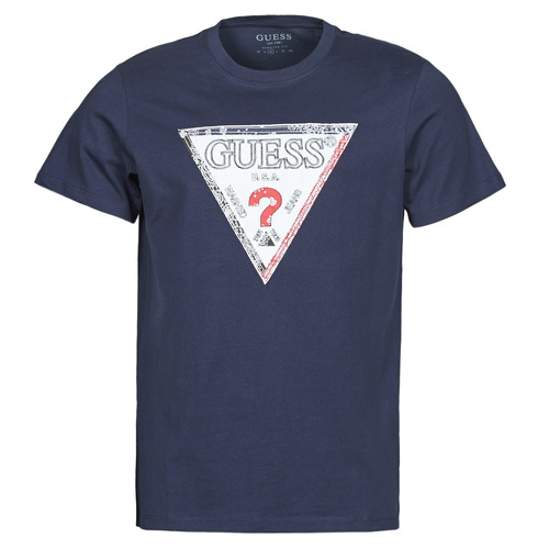 Guess TRIESLEY CN SS TEE Marine - Kleidung T-Shirts Herren 3192 