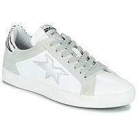 Schuhe Damen Sneaker Low Meline KUC256 Weiss / Silbern / Olive / gelb