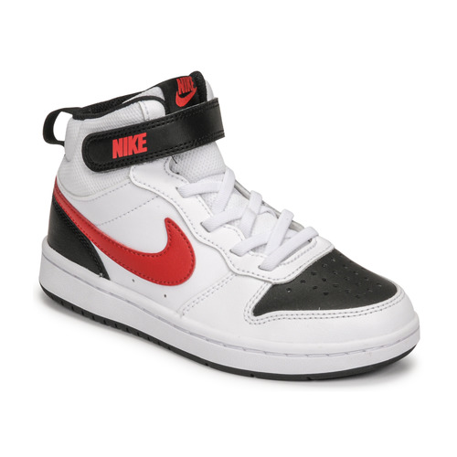 Schuhe Kinder Sneaker High Nike NIKE COURT BOROUGH MID 2 Weiss / Rot / Schwarz