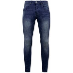 Kleidung Herren Slim Fit Jeans True Rise Pelzkragen Größe M Blau