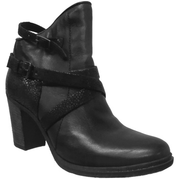 Schuhe Damen Low Boots Metamorf'Ose SAFORE Schwarzes Leder