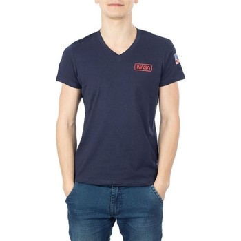 Kleidung Herren T-Shirts & Poloshirts Nasa BASIC FLAG V NECK Blau