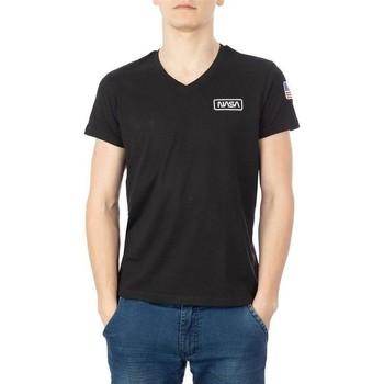 Kleidung Herren T-Shirts & Poloshirts Nasa BASIC FLAG V NECK Schwarz