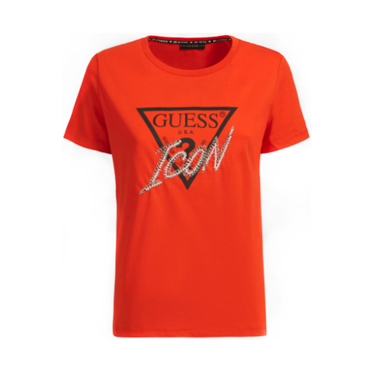 Kleidung Damen T-Shirts Guess Setting stones logo Orange