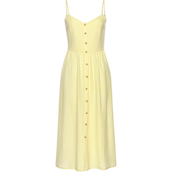 Kleidung Damen Kleider Lascana Sommer langes Kleid Leinen gelb Khaki