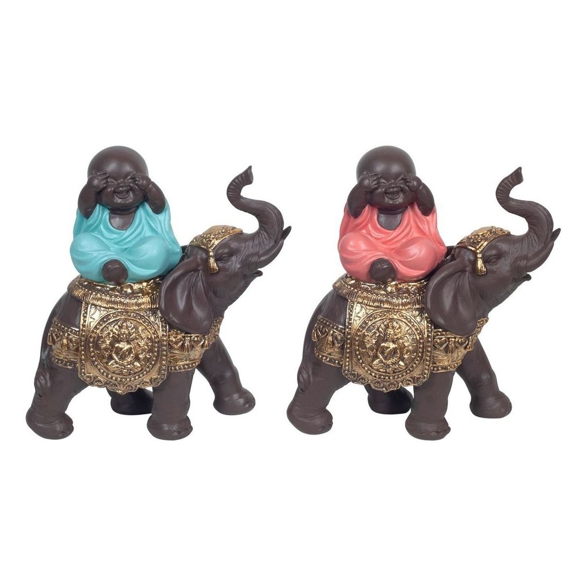 Home Statuetten und Figuren Signes Grimalt Buddha Auf Elefant Set 2U Multicolor