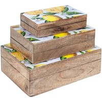 Home Koffer, Aufbewahrungsboxen Signes Grimalt Set 3 Schachteln Zitronen Marrón
