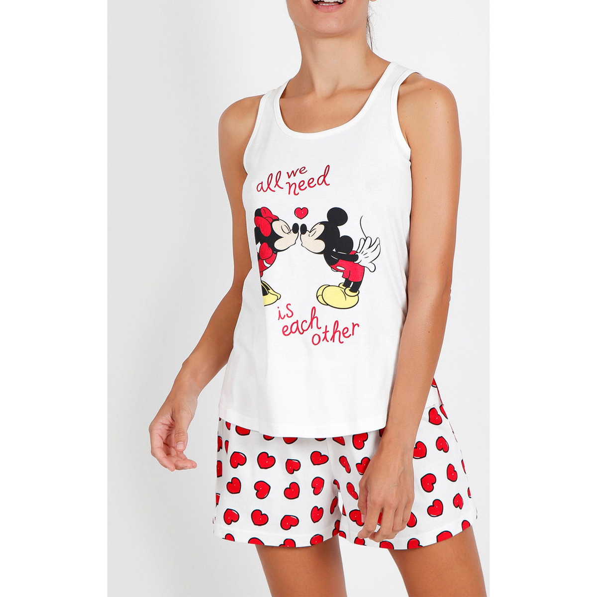 Kleidung Damen Pyjamas/ Nachthemden Admas Pyjama-Shorts Tanktop Love Mouse Disney elfenbeinfarben Weiss