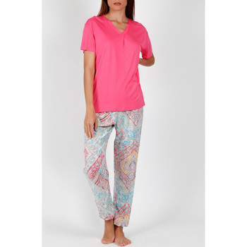 Kleidung Damen Pyjamas/ Nachthemden Admas Pyjama Hose T-Shirt Colored Diamonds rosa Zartrosa