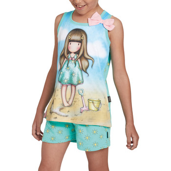 Kleidung Mädchen Pyjamas/ Nachthemden Admas Schlafanzug für Mädchen kurzes Tanktop Hello Summer Santoro Blau