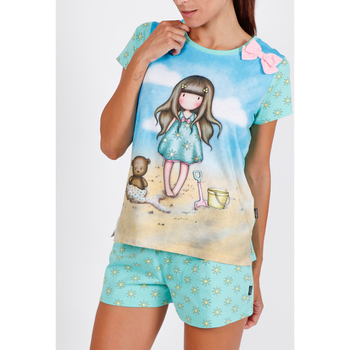 Kleidung Damen Pyjamas/ Nachthemden Admas Pyjama-Shorts T-Shirt Hello Summer Santoro blau Blau