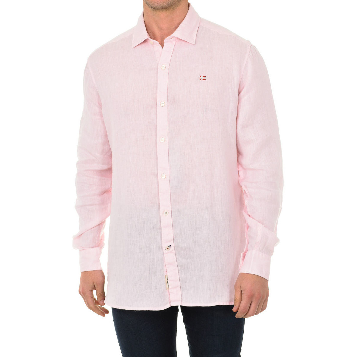 Kleidung Herren Langärmelige Hemden Napapijri NP000IL7P-841 Rosa