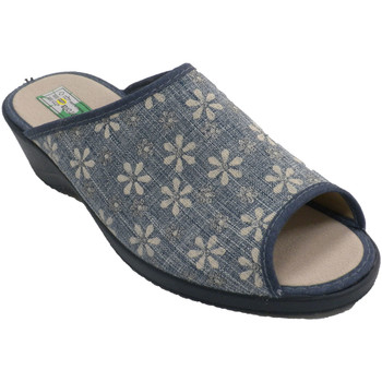 Schuhe Damen Hausschuhe Made In Spain 1940 Open Flower Flip Flops für Frauen Albero Blau