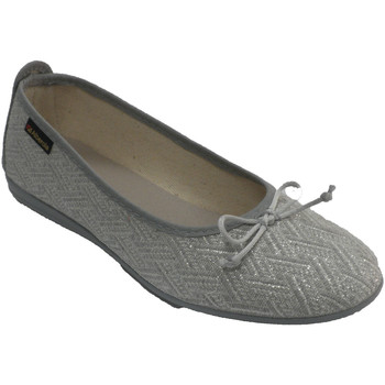 Schuhe Damen Hausschuhe Made In Spain 1940 Damenwohnungen Schuhe Silberfäden Albero Grau