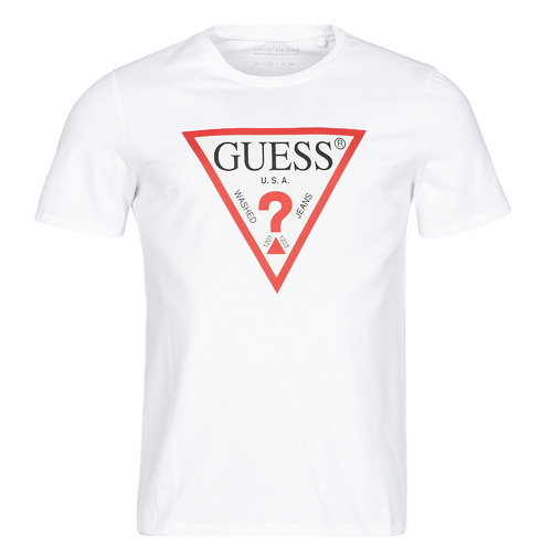 Kleidung Herren T-Shirts Guess CN SS ORIGINAL LOGO TEE Weiss
