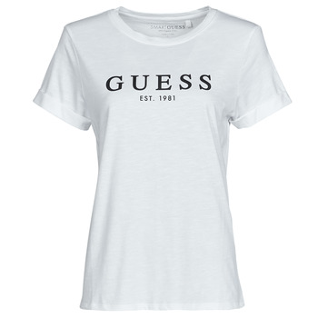 Kleidung Damen T-Shirts Guess ES SS GUESS 1981 ROLL CUFF TEE Weiss
