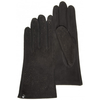 Accessoires Damen Handschuhe Isotoner Gants femme cuir velours doubles soie Noir 68628 Schwarz