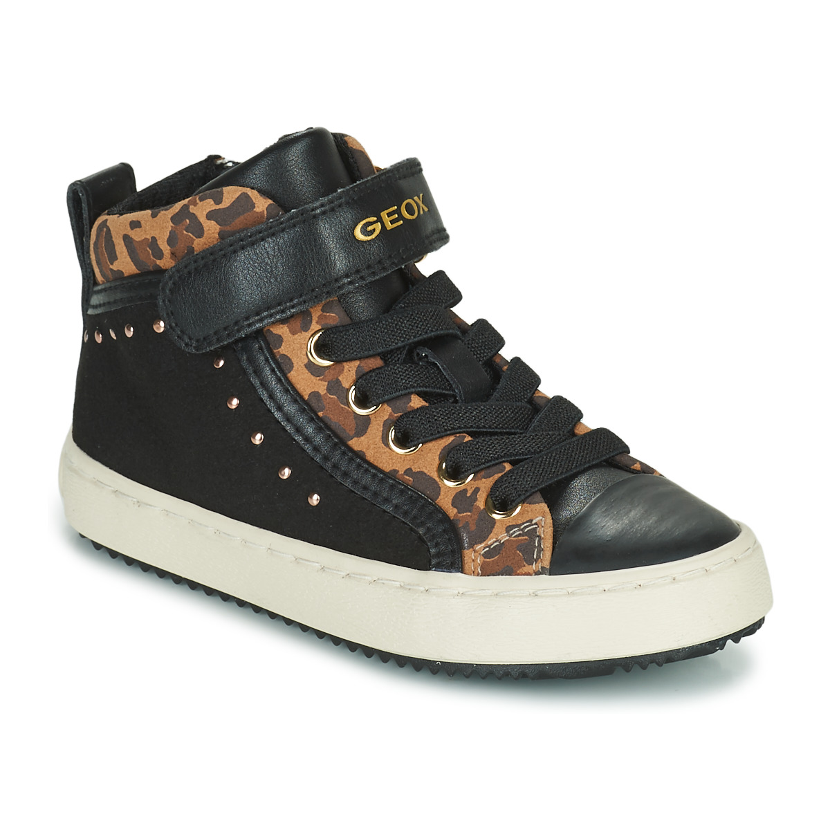 Schuhe Mädchen Sneaker High Geox KALISPERA Schwarz / Leopard