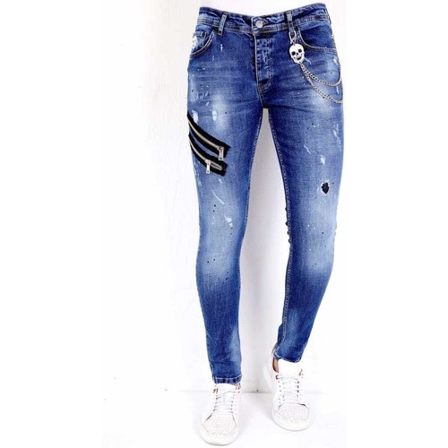 Kleidung Herren Slim Fit Jeans Local Fanatic Zerrissene Jeans Für Blau