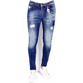 Kleidung Herren Slim Fit Jeans Local Fanatic Skinny Jeans Mit Farbspritzer Blau