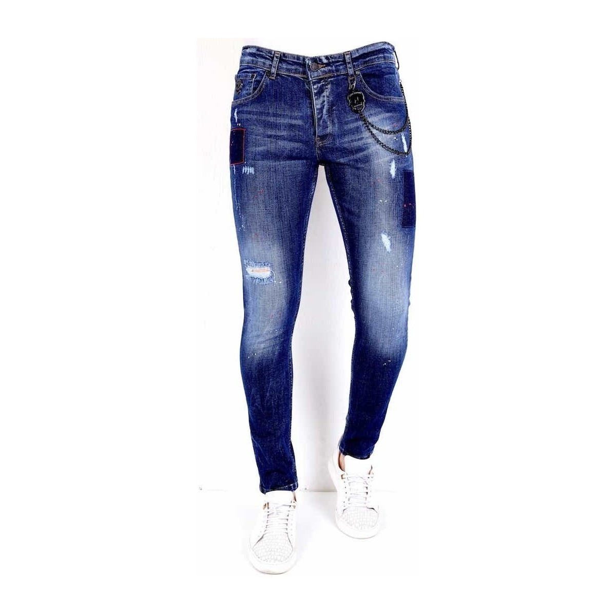 Kleidung Herren Slim Fit Jeans Local Fanatic Jeans Mit Farbspritzern Blau