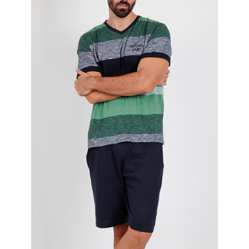 Kleidung Herren Pyjamas/ Nachthemden Admas Pyjama-Shorts T-Shirt Scratch Antonio Miro grün Grün
