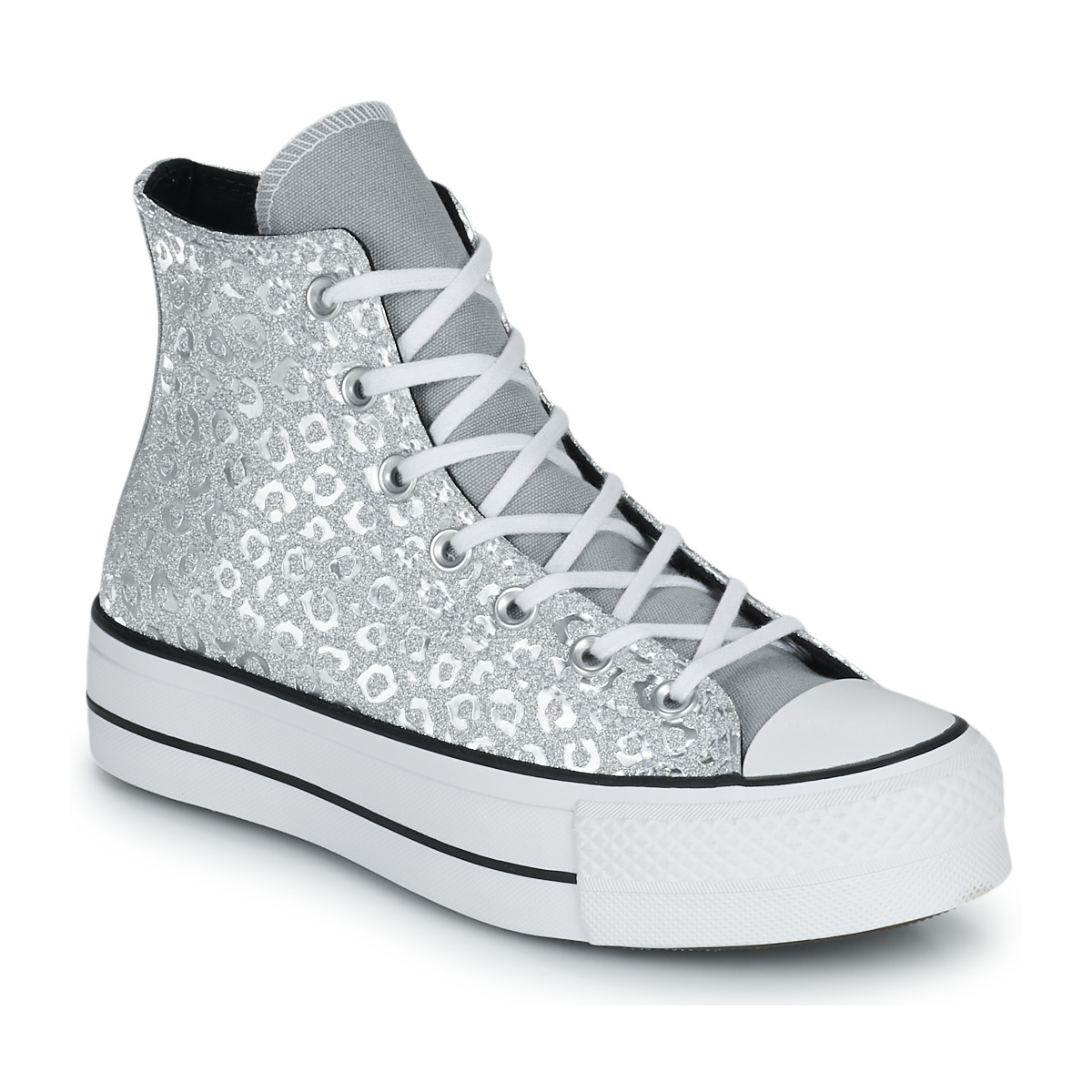 Schuhe Damen Sneaker High Converse CHUCK TAYLOR ALL STAR LIFT AUTHENTIC GLAM HI Silbern / Weiss