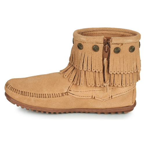 Minnetonka DOUBLE FRINGE SIDE ZIP BOOT Braun