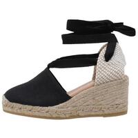 Schuhe Damen Leinen-Pantoletten mit gefloch Gaimo VALENCIA Schwarz