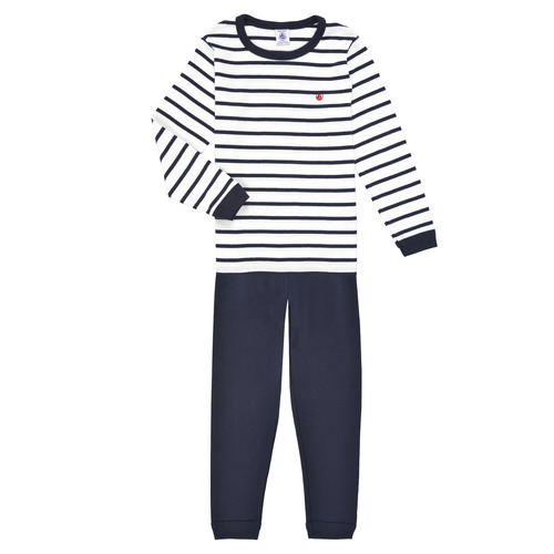 Kleidung Kinder Pyjamas/ Nachthemden Petit Bateau TECHI Weiss / Blau