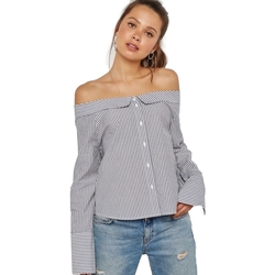 Kleidung Damen Tops / Blusen Only Off Shoulders Bambi Top - Bright White Night Sky Blau