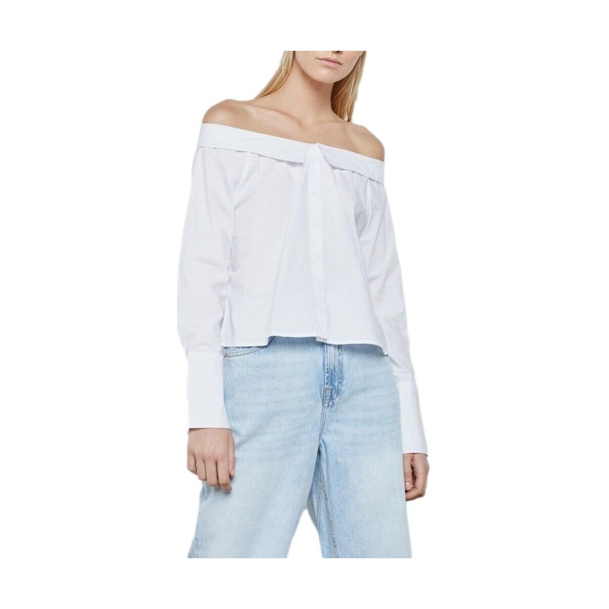 Kleidung Damen Tops / Blusen Only Off Shoulders Bambi Top - Bright White Weiss