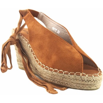 Schuhe Damen Leinen-Pantoletten mit gefloch Olivina Lady Sandale BEBY 19072 Leder Braun