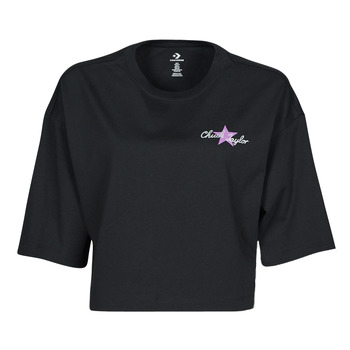 Kleidung Damen T-Shirts Converse CHUCK INSPIRED HYBRID FLOWER OVERSIZED CROPPED TEE Schwarz