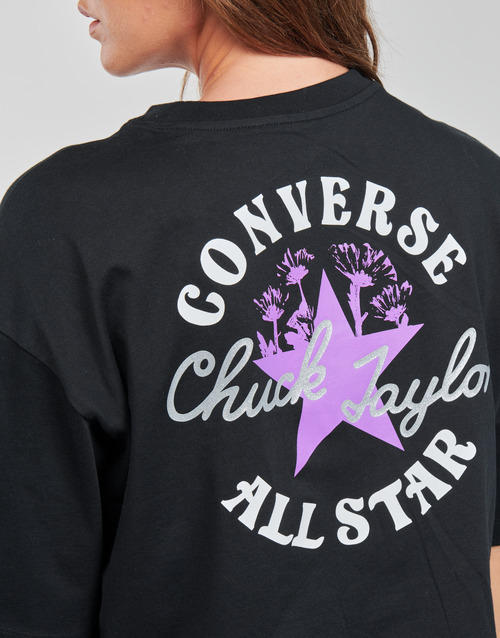 Converse CHUCK INSPIRED HYBRID FLOWER OVERSIZED CROPPED TEE Schwarz - Kleidung T-Shirts Damen 2799 