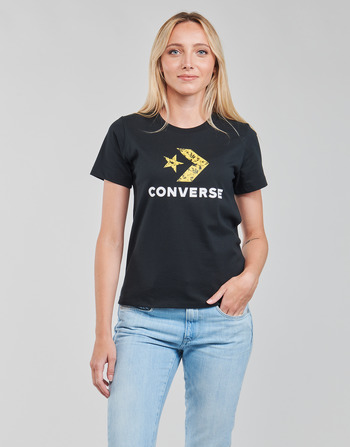 Kleidung Damen T-Shirts Converse STAR CHEVRON HYBRID FLOWER INFILL CLASSIC TEE Schwarz