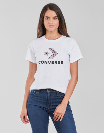 Kleidung Damen T-Shirts Converse STAR CHEVRON HYBRID FLOWER INFILL CLASSIC TEE Weiss