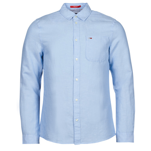Kleidung Herren Langärmelige Hemden Tommy Jeans TJM LINEN BLEND SHIRT Blau