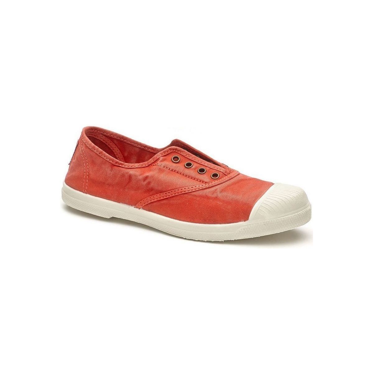 Schuhe Damen Leinen-Pantoletten mit gefloch Natural World 102E - Rojo Rot