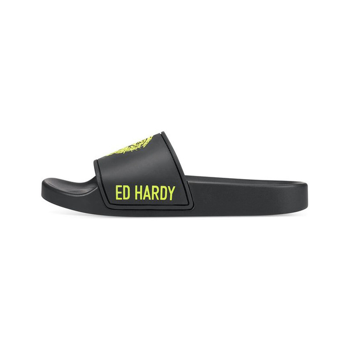 Schuhe Damen Zehensandalen Ed Hardy Sexy beast sliders black-fluo yellow Schwarz