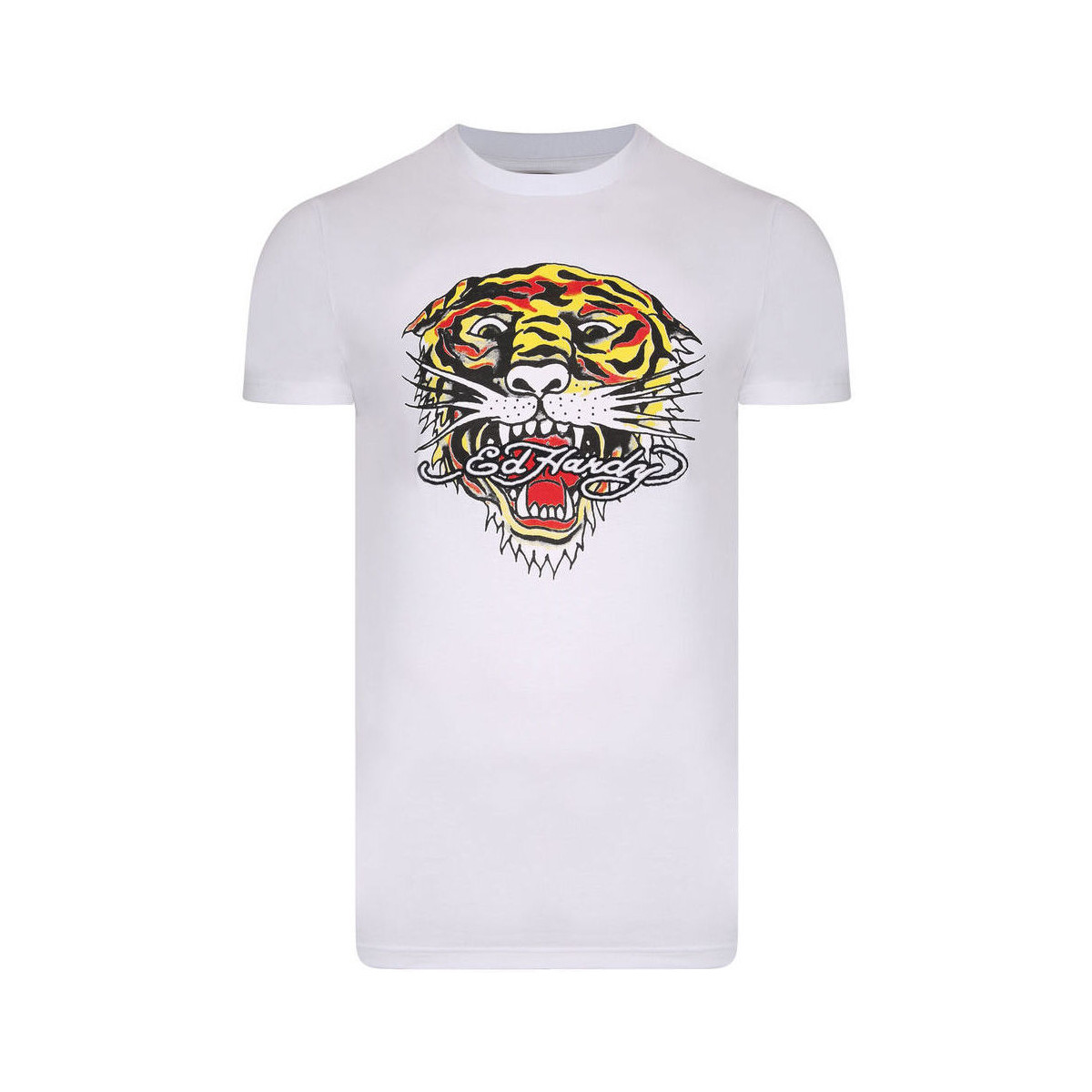Kleidung Herren T-Shirts Ed Hardy Tiger mouth graphic t-shirt white Weiss