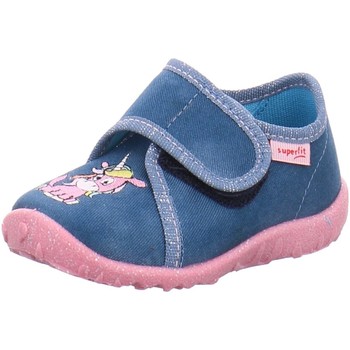 Schuhe Mädchen Babyschuhe Superfit Maedchen Hausschuh Textil \ SPOTTY 1-009254-8050 Blau