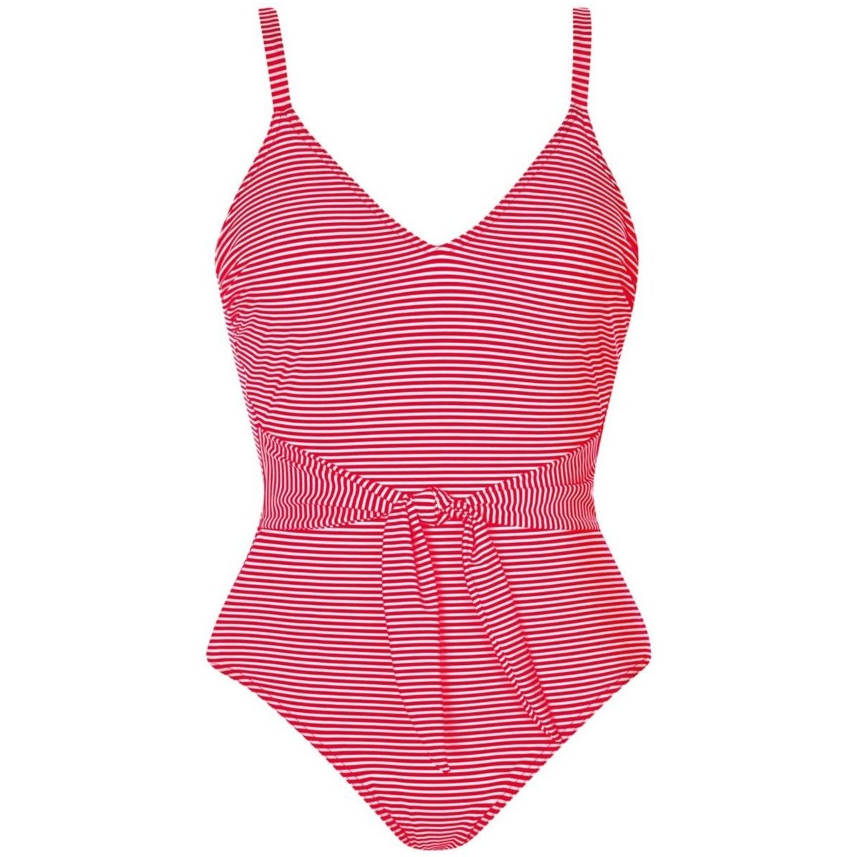 Kleidung Damen Badeanzug /Badeshorts Olympia Sport Bekleidung weiß gestreift 32651 52 Rot